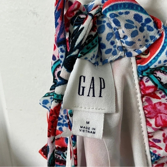 NWT Gap Floral Paisley Ruffle Trim Maxi Dress Boho Beach Coastal - Picture 7 of 8